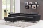 Black, Plush leather Sofa Set