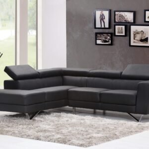 Black, Plush leather Sofa Set